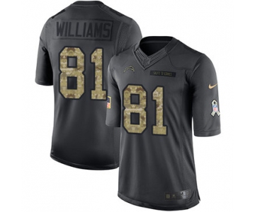 Nike Los Angeles Chargers #81 Mike Williams Black Men's Stitched NFL Limited 2016 Salute to Service Jersey