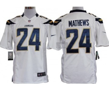 Nike San Diego Chargers #24 Ryan Mathews White Limited Jersey