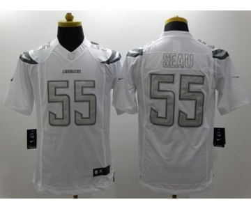 Nike San Diego Chargers #55 Junior Seau Platinum White Limited Jersey