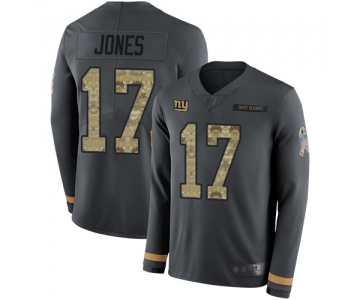 Giants #17 Daniel Jones Anthracite Salute to Service Men's Stitched Football Limited Therma Long Sleeve Jersey