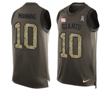 Men's New York Giants #10 Eli Manning Green Salute to Service Hot Pressing Player Name & Number Nike NFL Tank Top Jersey