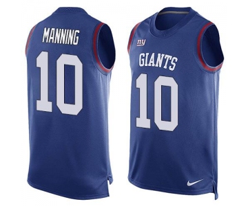 Men's New York Giants #10 Eli Manning Royal Blue Hot Pressing Player Name & Number Nike NFL Tank Top Jersey