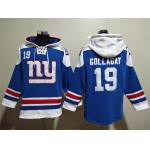 Men's New York Giants #19 Kenny Golladay Blue Lace-Up Pullover Hoodie