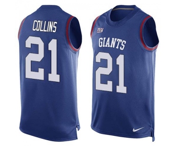 Men's New York Giants #21 Landon Collins Royal Blue Hot Pressing Player Name & Number Nike NFL Tank Top Jersey