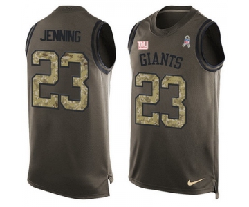 Men's New York Giants #23 Rashad Jennings Green Salute to Service Hot Pressing Player Name & Number Nike NFL Tank Top Jersey