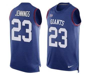Men's New York Giants #23 Rashad Jennings Royal Blue Hot Pressing Player Name & Number Nike NFL Tank Top Jersey
