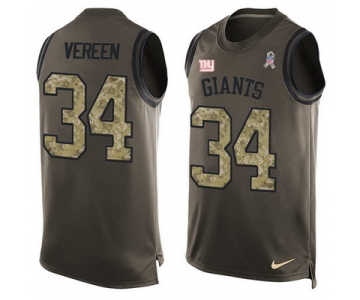 Men's New York Giants #34 Shane Vereen Green Salute to Service Hot Pressing Player Name & Number Nike NFL Tank Top Jersey