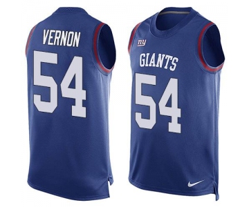 Men's New York Giants #54 Olivier Vernon Royal Blue Hot Pressing Player Name & Number Nike NFL Tank Top Jersey