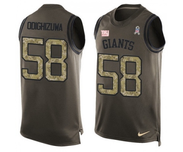 Men's New York Giants #58 Owa Odighizuwa Green Salute to Service Hot Pressing Player Name & Number Nike NFL Tank Top Jersey