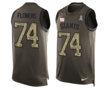 Men's New York Giants #74 Ereck Flowers Green Salute to Service Hot Pressing Player Name & Number Nike NFL Tank Top Jersey