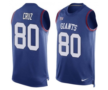 Men's New York Giants #80 Victor Cruz Royal Blue Hot Pressing Player Name & Number Nike NFL Tank Top Jersey