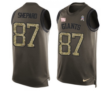 Men's New York Giants #87 Sterling Shepard Green Salute to Service Hot Pressing Player Name & Number Nike NFL Tank Top Jersey