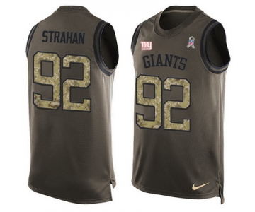 Men's New York Giants #92 Michael Strahan Green Salute to Service Hot Pressing Player Name & Number Nike NFL Tank Top Jersey