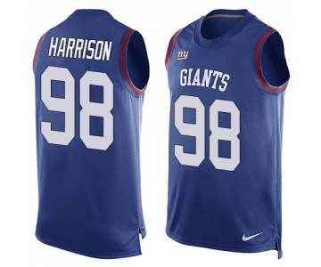 Men's New York Giants #98 Damon Harrison Royal Blue Hot Pressing Player Name & Number Nike NFL Tank Top Jersey