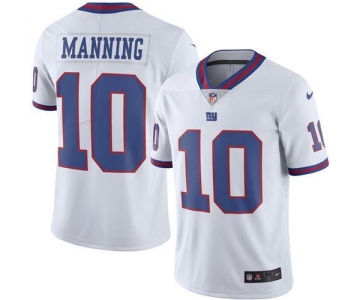 Nike Giants #10 Eli Manning White Men's Stitched NFL Limited Rush Jersey