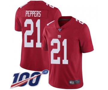 Nike Giants #21 Jabrill Peppers Red Alternate Men's Stitched NFL 100th Season Vapor Limited Jersey
