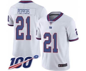 Nike Giants #21 Jabrill Peppers White Men's Stitched NFL Limited Rush 100th Season Jersey