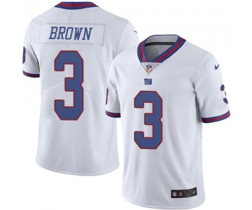 Nike Giants #3 Josh Brown White Men's Stitched NFL Limited Rush Jersey