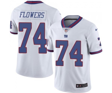 Nike Giants #74 Ereck Flowers White Men's Stitched NFL Limited Rush Jersey