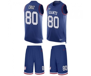 Nike Giants #80 Victor Cruz Royal Blue Team Color Men's Stitched NFL Limited Tank Top Suit Jersey