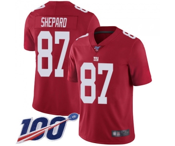 Nike Giants #87 Sterling Shepard Red Alternate Men's Stitched NFL 100th Season Vapor Limited Jersey