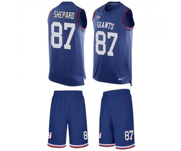 Nike Giants #87 Sterling Shepard Royal Blue Team Color Men's Stitched NFL Limited Tank Top Suit Jersey