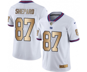 Nike Giants #87 Sterling Shepard White Men's Stitched NFL Limited Gold Rush Jersey