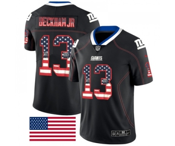 Nike New York Giants #13 Odell Beckham Jr Black Men's Stitched NFL Limited Rush USA Flag Jersey