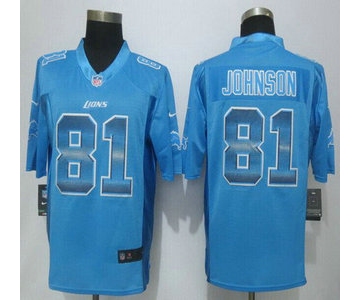 Detroit Lions #81 Calvin Johnson Light Blue Strobe 2015 NFL Nike Fashion Jersey