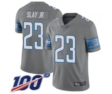 Lions #23 Darius Slay Jr Gray Men's Stitched Football Limited Rush 100th Season Jersey