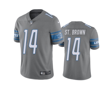 Men's Detroit Lions #14 mon-Ra St. Brown Gray Vapor Untouchable Limited Stitched Jersey