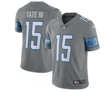 Men's Detroit Lions #15 Golden Tate III Nike Steel 2017 Color Rush Limited Jersey