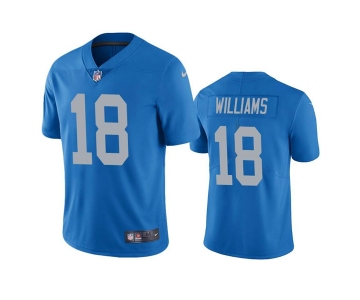 Mens Detroit Lions #18 Jameson Williams Blue Vapor Untouchable Limited Stitched Jersey