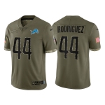 Men's Detroit Lions #44 Malcolm Rodriguez Olive 2022 Salute To Service Limited Stitched Jersey