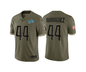 Men's Detroit Lions #44 Malcolm Rodriguez Olive 2022 Salute To Service Limited Stitched Jersey