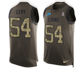 Men's Detroit Lions #54 DeAndre Levy Green Salute to Service Hot Pressing Player Name & Number Nike NFL Tank Top Jersey