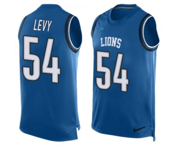 Men's Detroit Lions #54 DeAndre Levy Light Blue Hot Pressing Player Name & Number Nike NFL Tank Top Jersey