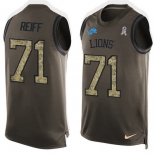 Men's Detroit Lions #71 Riley Reiff Green Salute to Service Hot Pressing Player Name & Number Nike NFL Tank Top Jersey