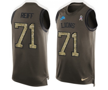 Men's Detroit Lions #71 Riley Reiff Green Salute to Service Hot Pressing Player Name & Number Nike NFL Tank Top Jersey