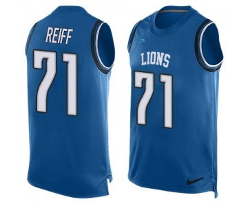 Men's Detroit Lions #71 Riley Reiff Light Blue Hot Pressing Player Name & Number Nike NFL Tank Top Jersey