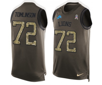 Men's Detroit Lions #72 Laken Tomlinson Green Salute to Service Hot Pressing Player Name & Number Nike NFL Tank Top Jersey