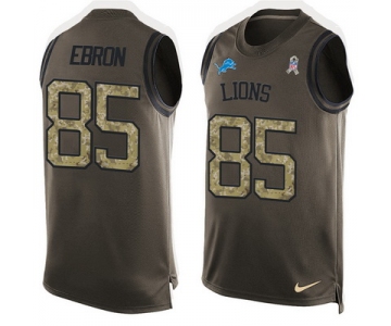 Men's Detroit Lions #85 Eric Ebron Green Salute to Service Hot Pressing Player Name & Number Nike NFL Tank Top Jersey