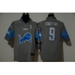 Men's Detroit Lions #9 Matthew Stafford Grey 2020 NEW Team Logo Number Vapor Untouchable Stitched NFL Nike Limited Jersey