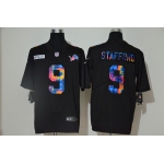 Men's Detroit Lions #9 Matthew Stafford Multi-Color Black 2020 NFL Crucial Catch Vapor Untouchable Nike Limited Jersey