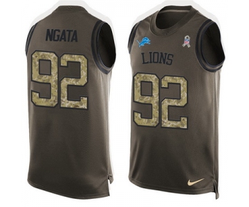 Men's Detroit Lions #92 Haloti Ngata Green Salute to Service Hot Pressing Player Name & Number Nike NFL Tank Top Jersey