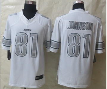 Nike Detroit Lions #81 Calvin Johnson Platinum White Limited Jersey