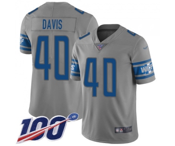 Nike Lions #40 Jarrad Davis Gray Men's Stitched NFL Limited Inverted Legend 100th Season Jersey