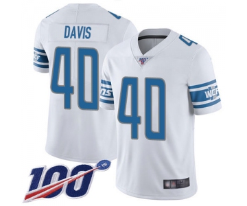 Nike Lions #40 Jarrad Davis White Men's Stitched NFL 100th Season Vapor Limited Jersey