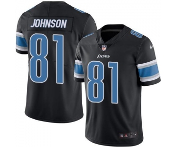 Nike Lions #81 Calvin Johnson Black Men's Stitched NFL Limited Rush Jersey