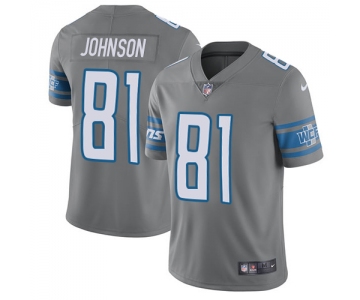 Nike Lions #81 Calvin Johnson Gray Men's Stitched NFL Limited Rush Jersey